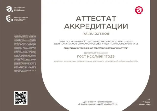 Выписка из реестра аккредитованных лиц